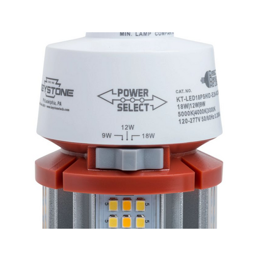 Keystone KT-LED18PSHID 9W/12W/18W LED HID Replacement Lamp, E26 Base, 3CCT Selectable, 120-277V