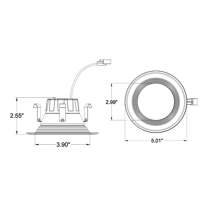 Keystone KT-LED8RD-4CB-9CSF-DIM 4" LED Baffled Downlight Retrofit Trim, CCT Selectable