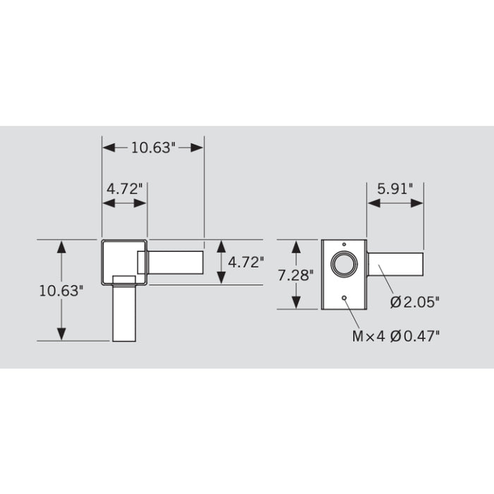 Keystone KT-PMTT-4SQ-D90 Pole Mount Dual Tenon, Top Mount Horizontal 90 Deg for 4" Square Pole