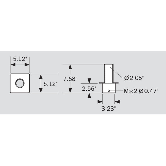 Keystone KT-PMTT-4SQ-SV Pole Mount Tenon, Top Mount Vertical for 4" Square Pole