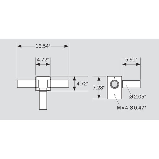 Keystone KT-PMTT-4SQ-T90 Pole Mount Triple Tenon, Top Mount Horizontal 90 Deg for 4" Square Pole