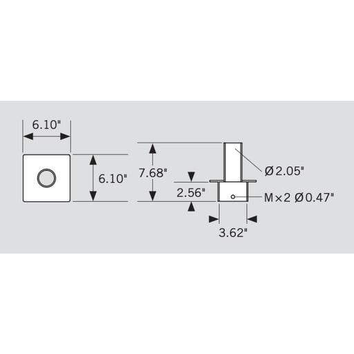 Keystone KT-PMTT-5SQ-SV Pole Mount Tenon, Top Mount Vertical for 5" Square Pole