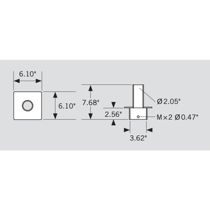 Keystone KT-PMTT-5SQ-SV Pole Mount Tenon, Top Mount Vertical for 5" Square Pole