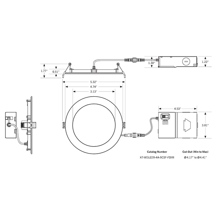 Keystone KT-WDLED9-4A-9CSF-FDIM 4" LED Slim Wafer Downlight, CCT Selectable
