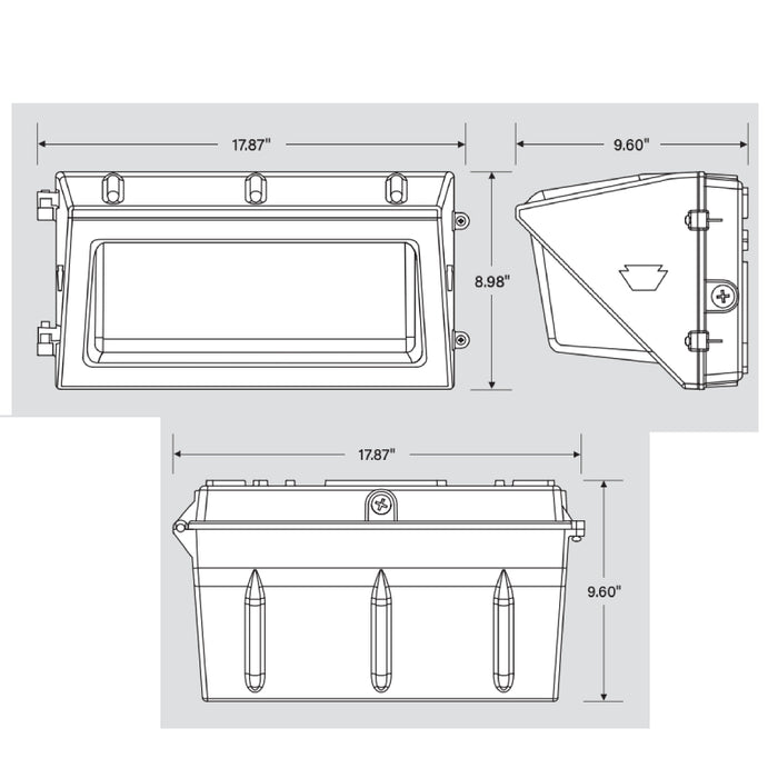 Keystone KT-WPLED120-L1 120W Traditional LED Wall Pack, 3CCT Selectable