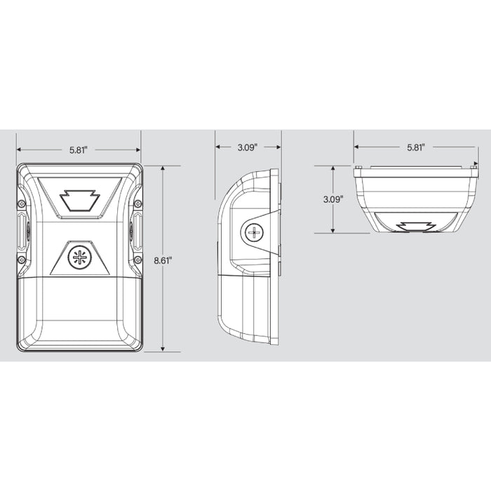 Keystone KT-WPLED20-S1 20W Small Low Profile LED Wall Pack, 120-277V, 3CCT Selectable