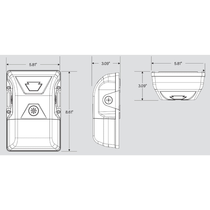 Keystone KT-WPLED20-S1 20W Small Low Profile LED Wall Pack w/ Emergency Battery Backup, 120-277V, 3CCT Selectable