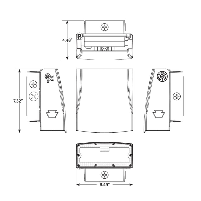 Keystone KT-WPLED35PS-S3-8CSB-VDIM 15W/25W/35W LED Adjustable Wall Pack, 3CCT & Wattage Selectable, 120-277V, TAA Complaint