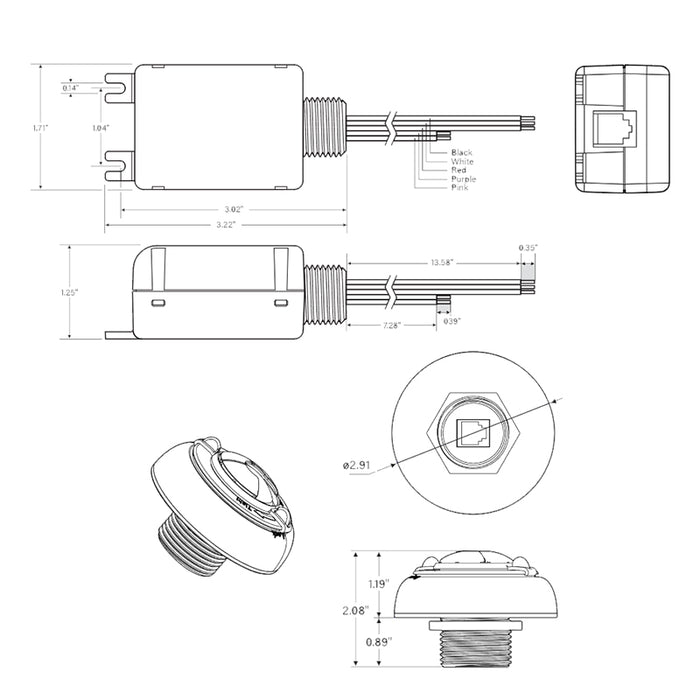 Keystone KTSL-FC1-UV-KO-PIR Bluetooth Wireless Fixture Controller with Remote Mount Sensor