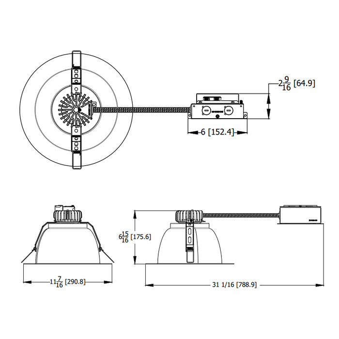 Lithonia LBR10 ALO3 SWW1 10" Round Retrofit Remodel Downlight, 2000/2500/3000  Lumen & 4CCT Selectable