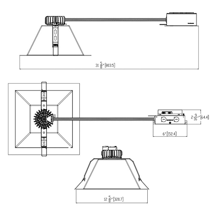Lithonia LBR12SQ ALO3 SWW1 12" Square Retrofit Remodel Downlight, 2000/2500/3000 Lumen & 4CCT Selectable