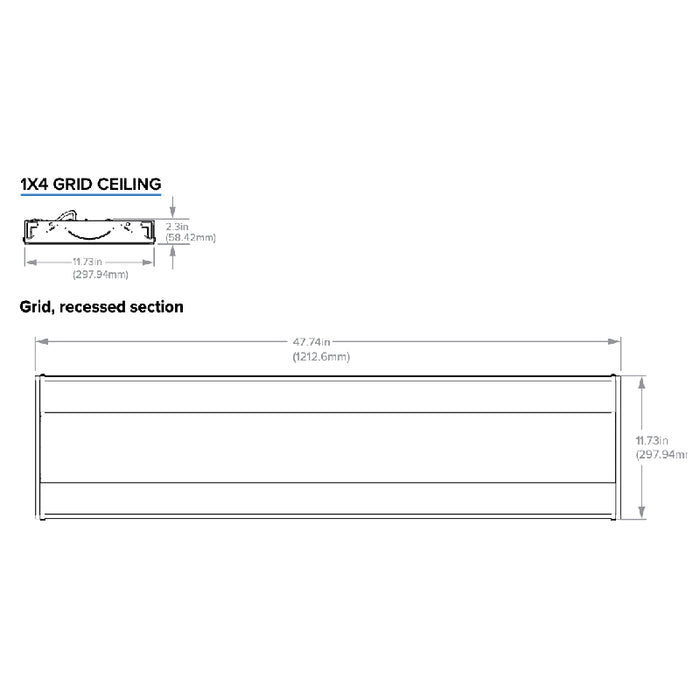 Columbia LCAT14 1x4 LED Architectural Troffer, 3CCT & Lumen Switchable