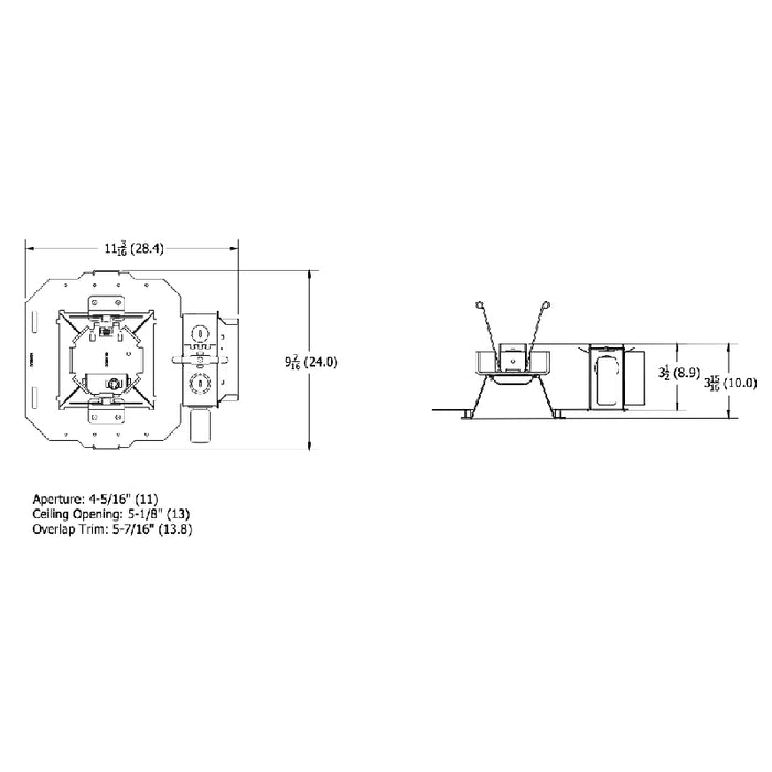 Lithonia LDN4SQ 4" Square Open and Wallwash led Noni-IC New Construction Recessed Housing