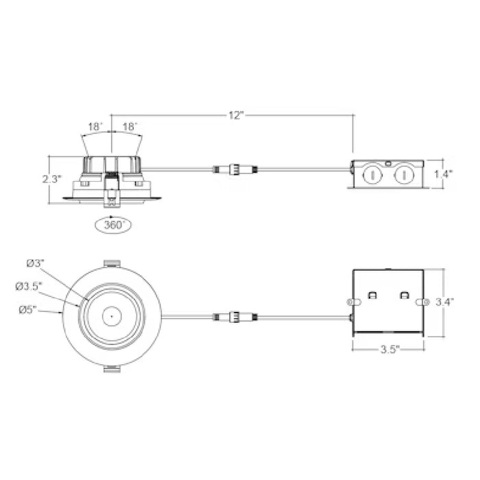 Envision LED 4" 12W Gimbal Adjustable Downlight Canless