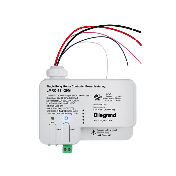 Wattstopper LMRC-111 1 Relay Room Controller, 0-10V Dimming, 20A Metered, BAA/TAA