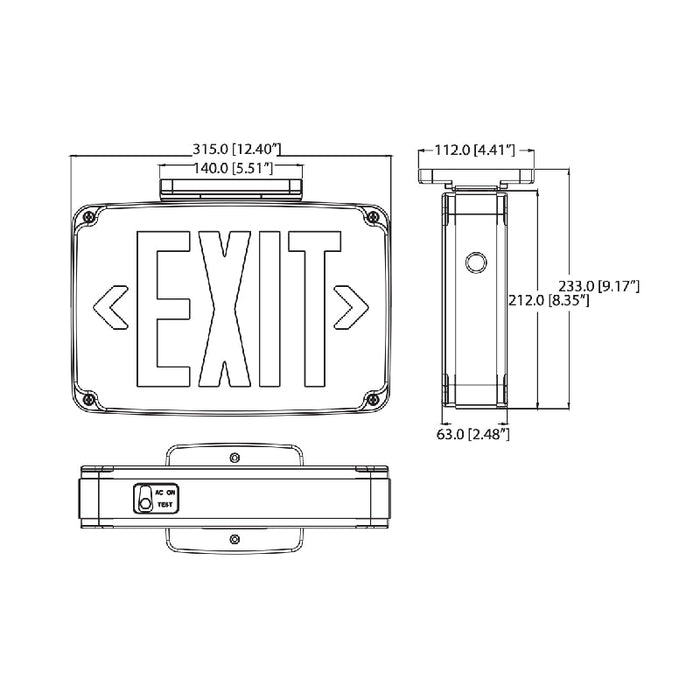 Sure-Lites LPXW7  Wet Location, LED Exit Sign,  Self-Powered, Self Diagnostics with Battery,