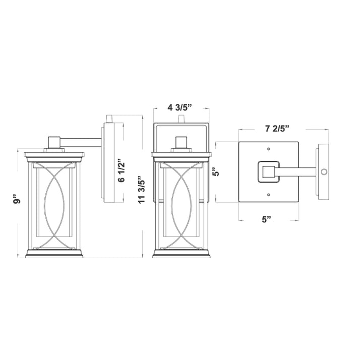 Westgate LRS-M2 12W LED Outdoor Wall Lantern, CCT Selectable, 500Lumens, 120V