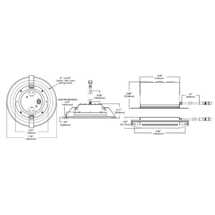 Halo  LTC608FS5B 6" Baffle LED Canless Direct Mount, 750 Lumens, 2700K-5000K CCT Select,White Baffle , 120V