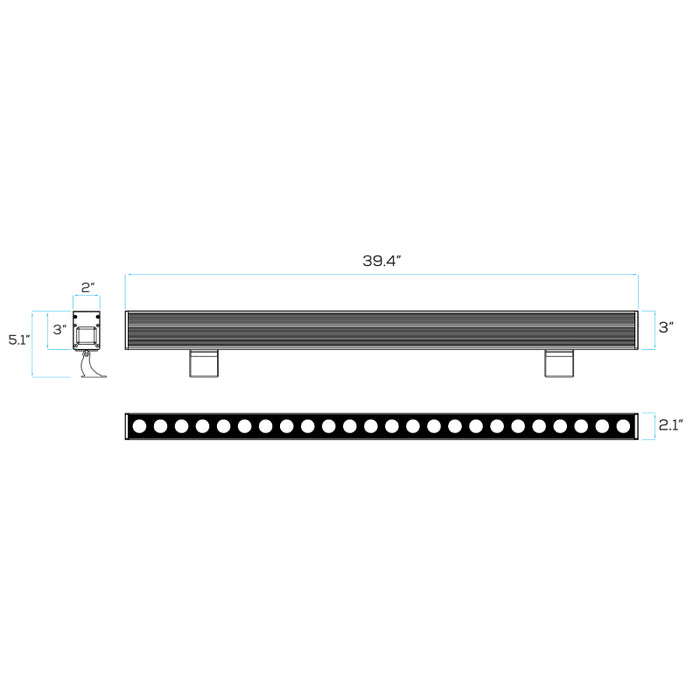 Sarin LWS1M 39" 36W LED Linear Wall Washer, 2880 lm, RGBW, 100-277V