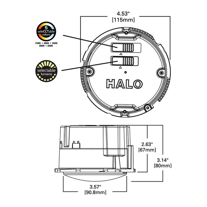 Halo ML5615LSVWFL9FS1E 5"/6" LED Module, 650/900/1100 Lumen & CCT Selectable