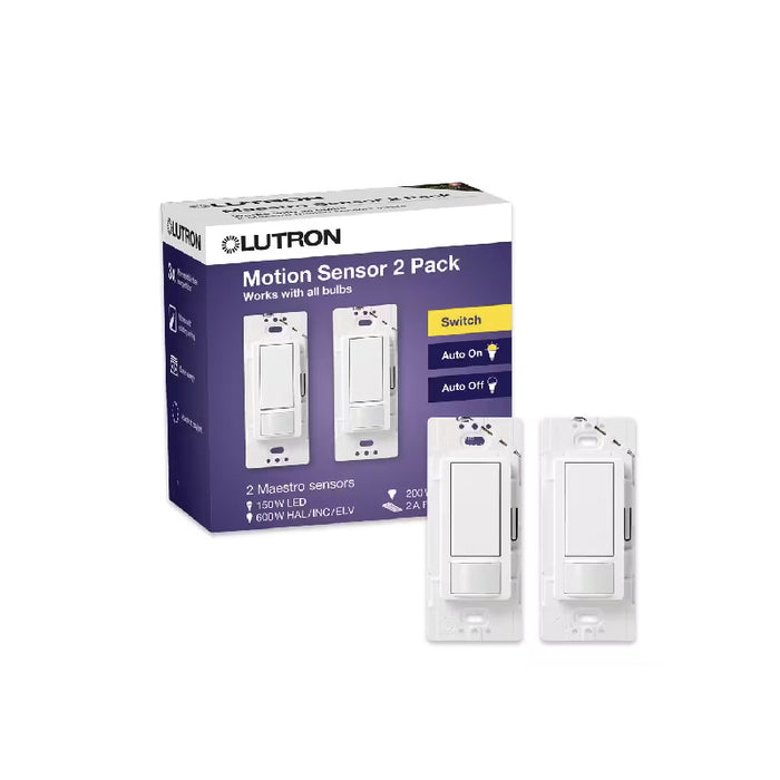 Lutron MS-OPS2 Maestro 250W Single Pole Motion Sensor Switch, 2-Pack