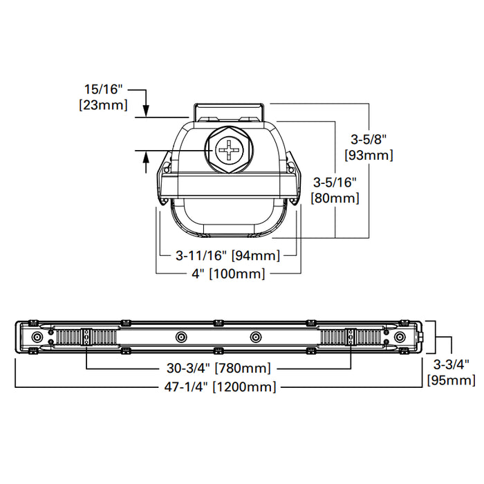 Metalux APVT-S 4-ft 21W/32W/46W LED Vaportite, 3CCT Selectable, Up to 6000 Lumens, Dimmable, 120-277V