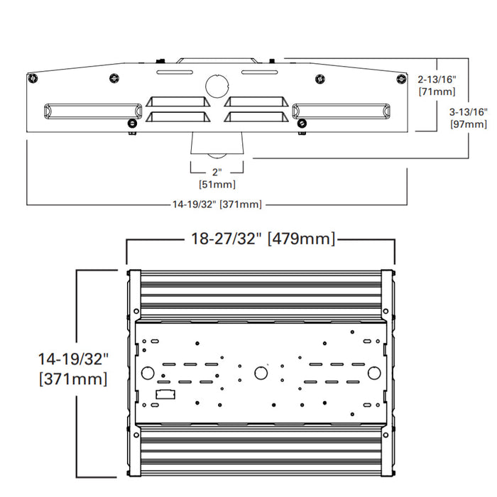 Metalux VHB-12-W-UNV-L850-CD-U 87W LED High Bay, 12000 Lumens, Wide Distribution, 120-277V, 5000K, Dimmable
