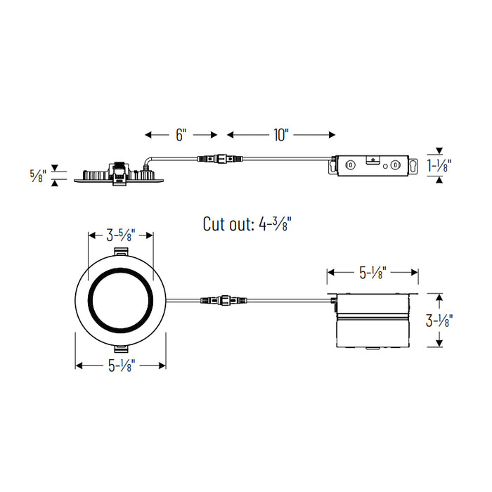 Nora NCSC-R4W2TW 4" Contractor Series Can-less LED Wafer Downlight with Regressed Baffle, 5 CCT Selectable (12-Pack)