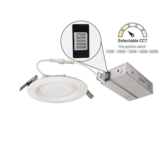 Nora NEFLINTW-R4MPW 4" FLIN LED Downlight (27K/30K/35K/40K/50K), 950 lumens, Regressed Baffle