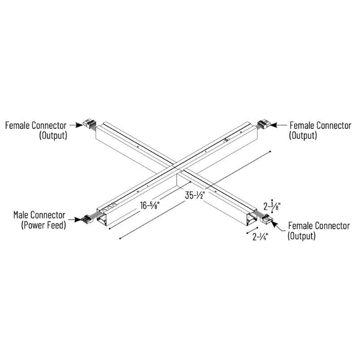 Nora NLINSW-X334 "X" Shaped L-LINE LED Direct Linear, 3CCT & Lumen Selectable