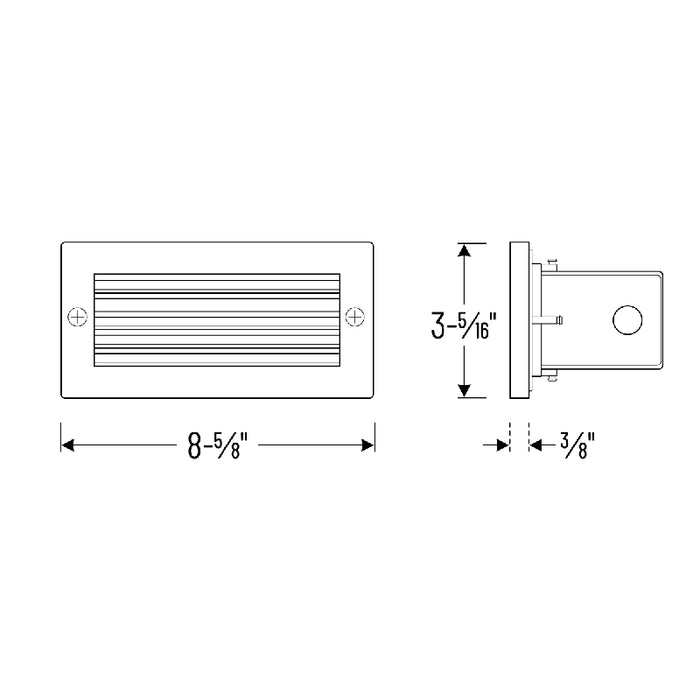Nora NSW-841 Brick Dimmable LED Brick Step Light with Horizontal Louver Face Plate, 3000K
