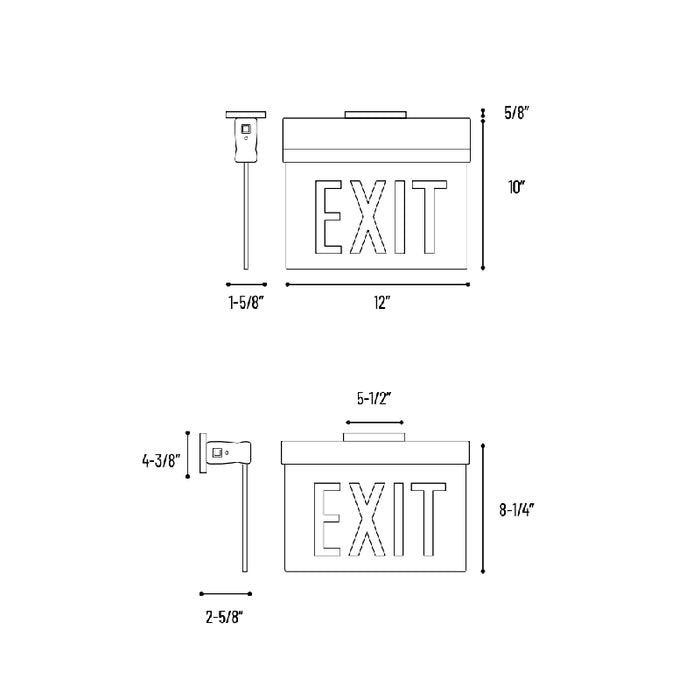 Nora NX-812 LED Edge-Lit Exit Sign with Adjustable Housing, Battery Backup - Single Face, Green Letters