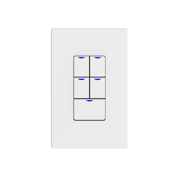 NX Lighting Controls NXSW2-W5 AC Wireless Smart Wall Station, 5 Toggle Button