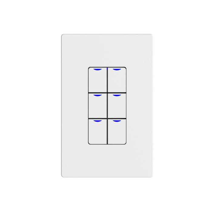 NX Lighting Controls NXSW2-W6 AC Wireless Smart Wall Station, 6 Toggle Button
