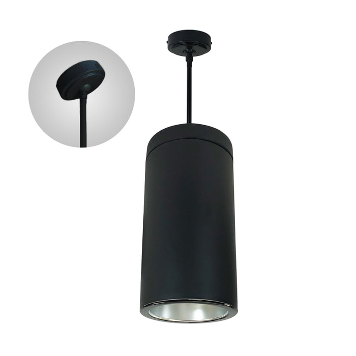 Nora NYLS3 6" Sapphire III Cylinder, 16W 1500 Lumens, 4000K, Triac/ELV Dimming, Diffused Clear/ Black Flange, Black Finish, 120V