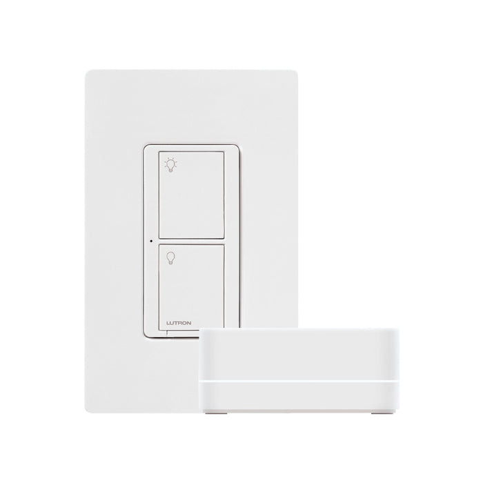 Lutron P-BDG-PKG1WS Caseta Wireless Smart Switch Starter Kit with Smart Hub, White Finish