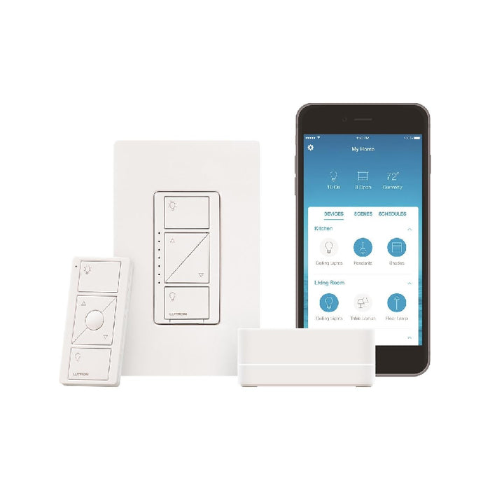 Lutron P-BDG-PKG1W Caséta Smart Dimmer Starter Kit with Smart Hub