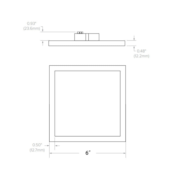 Prescolite LBSES-6SQD LiteBox Edge-Lit 6" 13W LED Square Surface Mount Downlight, 4CCT Selectable, Remote Driver J-Box