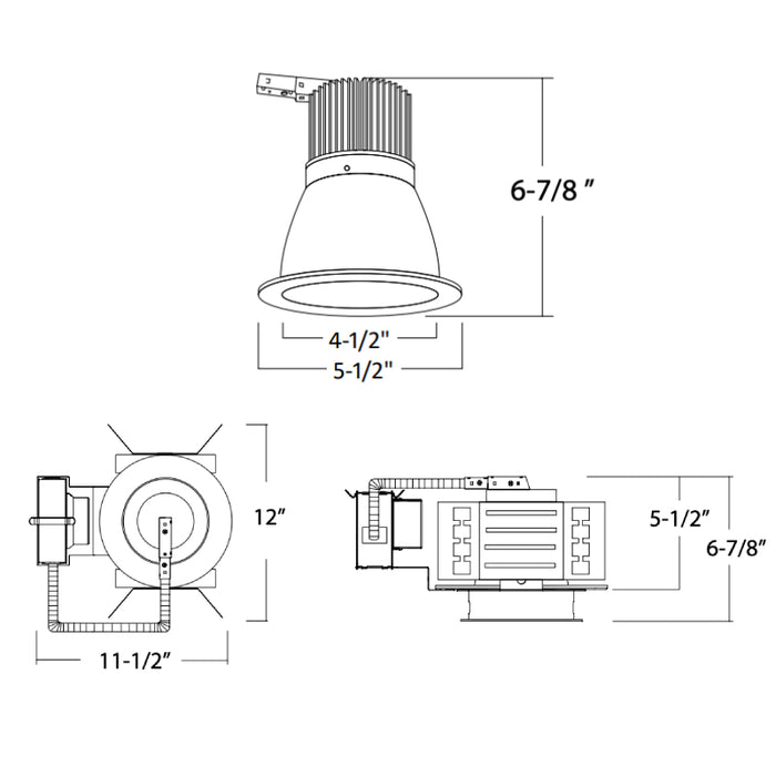 Rayon RBC4-FN 4" 8W/11W/18W/25W/29W Builders Plus LED Commercial Downlight New Construction, Lumens & 5CCT Selectable, 120-277V
