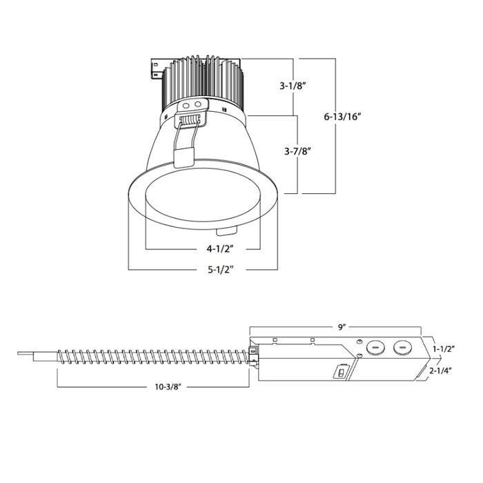 Rayon RBC4-FR 4" 8W/11W/18W/25W/29W Builders Plus LED Commercial Downlight Remodel/Retrofit, Lumens & 5CCT Selectable, 120-277V