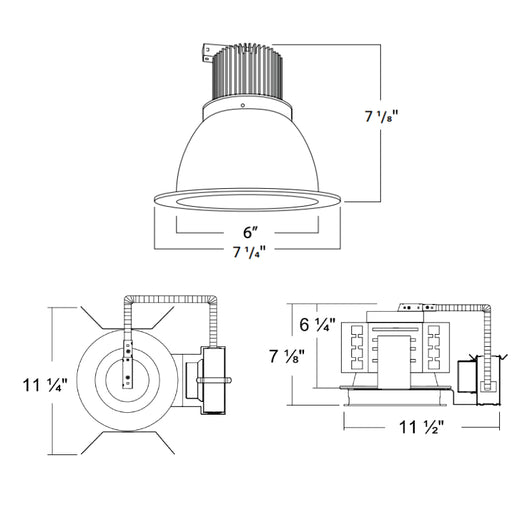 Rayon RBC6-FN 6" 50W/60W/70W Builders Plus LED Commercial Downlight New Construction, Lumens & 3CCT Selectable, 120-277V