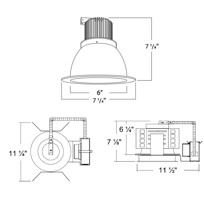 Rayon RBC6-FN 6" 29W/39W/48W Builders Plus LED Commercial Downlight New Construction, Lumens & 5CCT Selectable, 120-277V