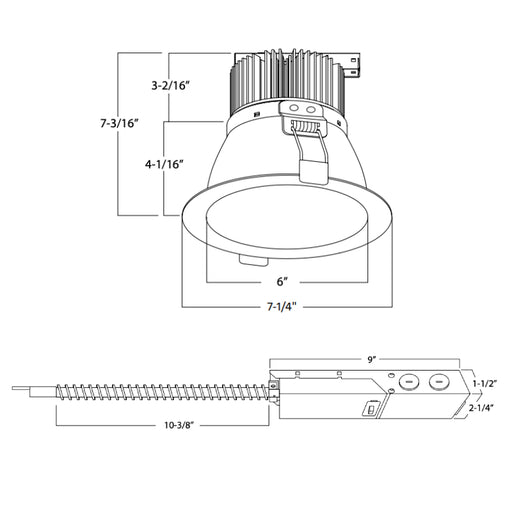 Rayon RBC6-FR 6" 29W/39W/48W Builders Plus LED Commercial Downlight Remodel/Retrofit, Lumens & 5CCT Selectable, 120-277V
