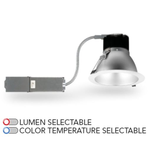 Rayon RBC8-FR 8" 9W/12W/18W/25W/29W Builders Plus LED Commercial Downlight Remodel/Retrofit, Lumens & 5CCT Selectable, 120-277V