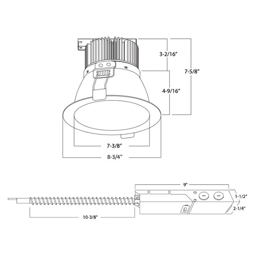 Rayon RBC8-FR 8" 9W/12W/18W/25W/29W Builders Plus LED Commercial Downlight Remodel/Retrofit, Lumens & 5CCT Selectable, 120-277V