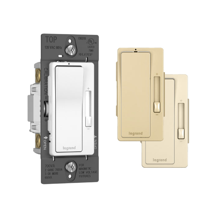 Wattstopper RHLV703P radiant 120V, 700VA, Magnetic Low-Voltage Single Pole/3-Way Dimmer - Tri Color