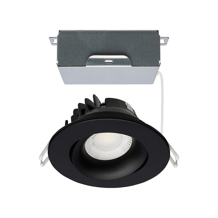 Satco 3.5" 12W LED Round Direct Wire Downlight Gimbaled, CCT Selectable - Black
