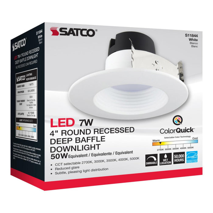 Satco S11844 4" 7W LED Recessed Downlight, CCT Selectable