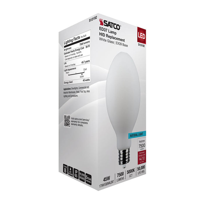 SATCO S13192 45W LED HID, ED37, 5000K, EX39 Base, 120-277V