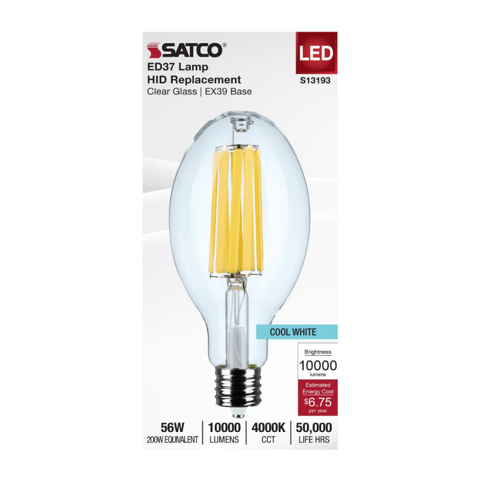 Satco S13193 56W LED HID, ED37, 4000K, EX39 Base, 120-277V, Type-B